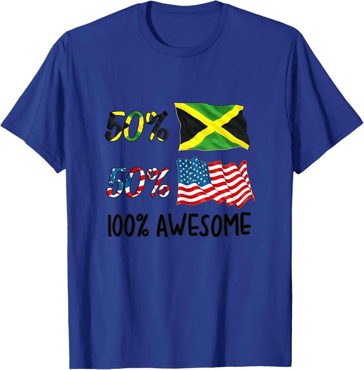 50% American 50% Jamaican 100% Awesome Boy Girl Baby Gift T-Shirt - T-Shirt | Royal