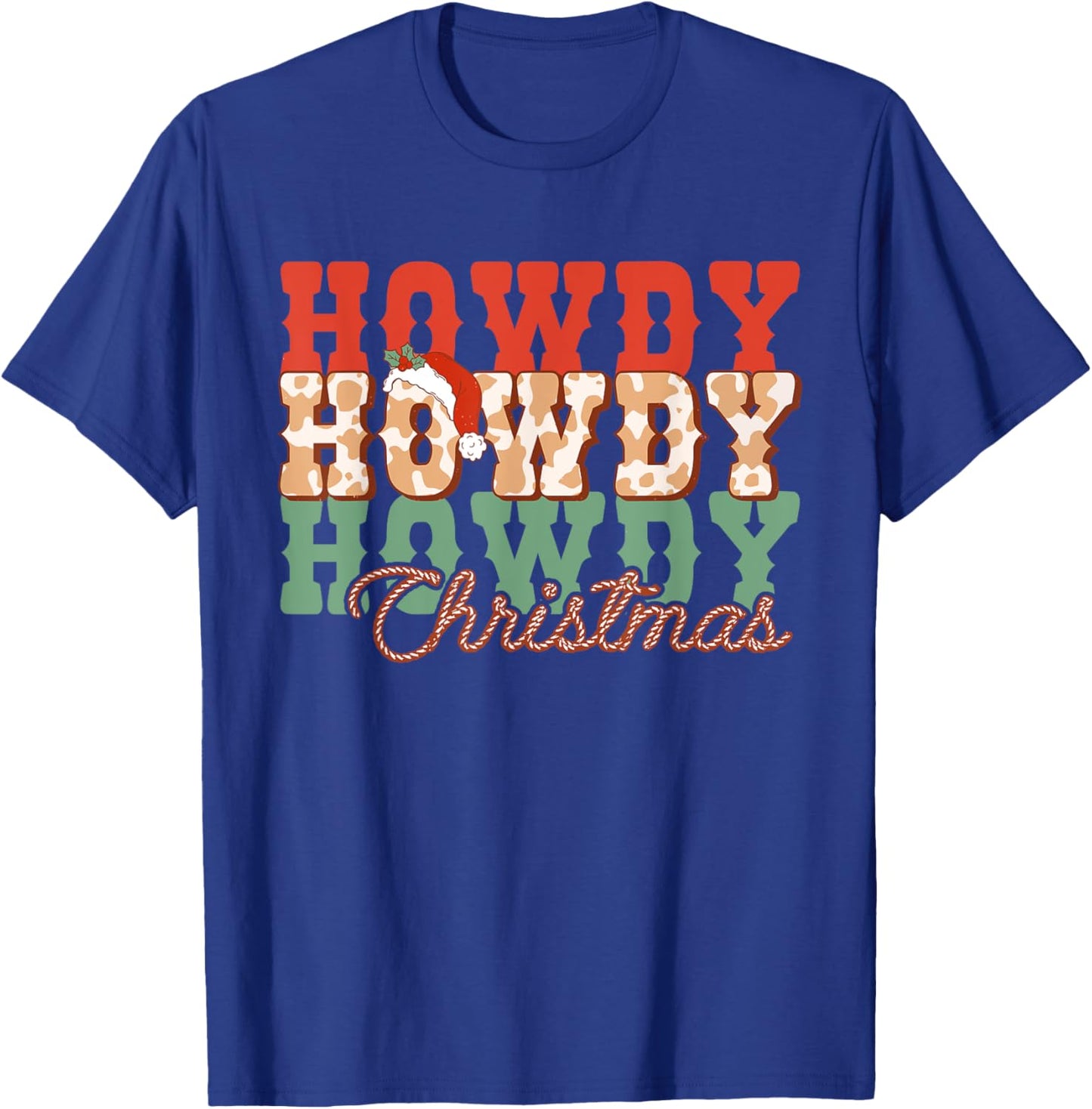 Western Cowboy Howdy Christmas Hat T-Shirt - T-Shirt | Royal