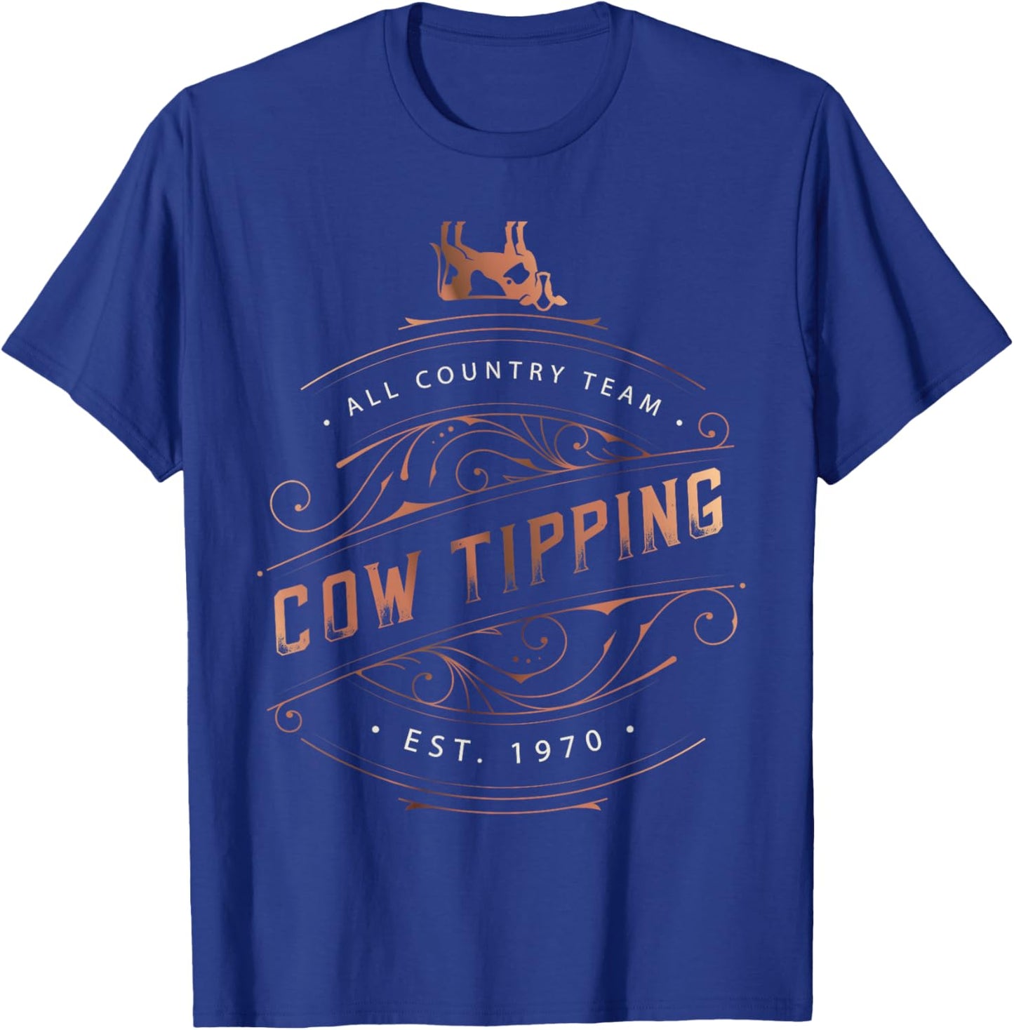Funny All Country Cow Tipping Team T-Shirt - T-Shirt | Royal