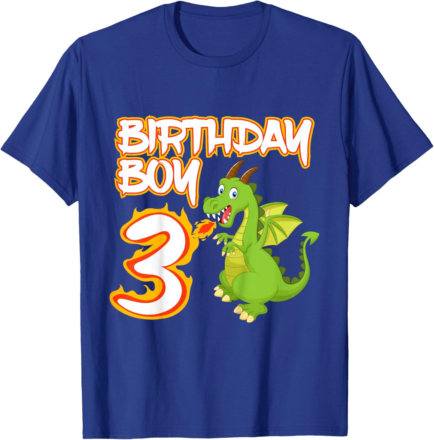 Kids 3 Year Old Dragon Birthday Boy Themed Party 3rd Gift T-Shirt - T-Shirt | Royal