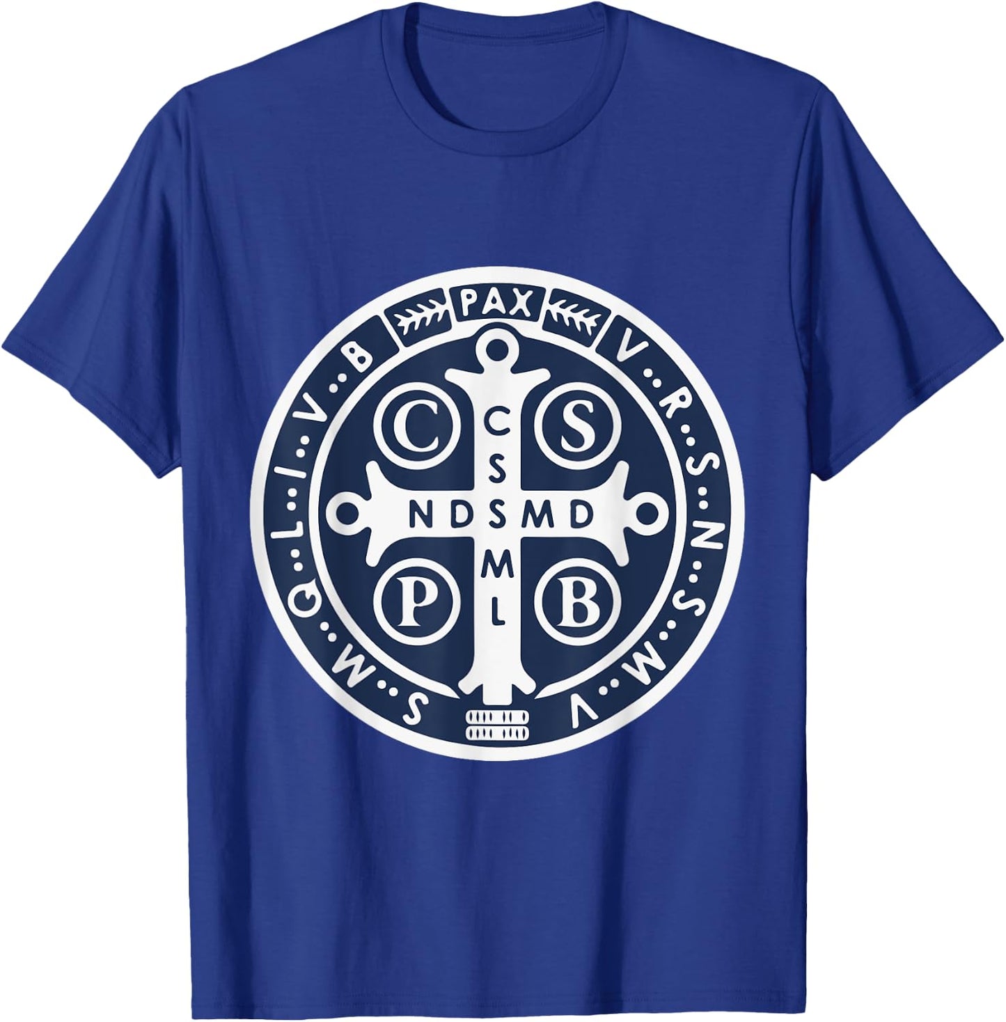 Spiritual Religious Christian Catholic St Benedict T-Shirt - T-Shirt | Royal