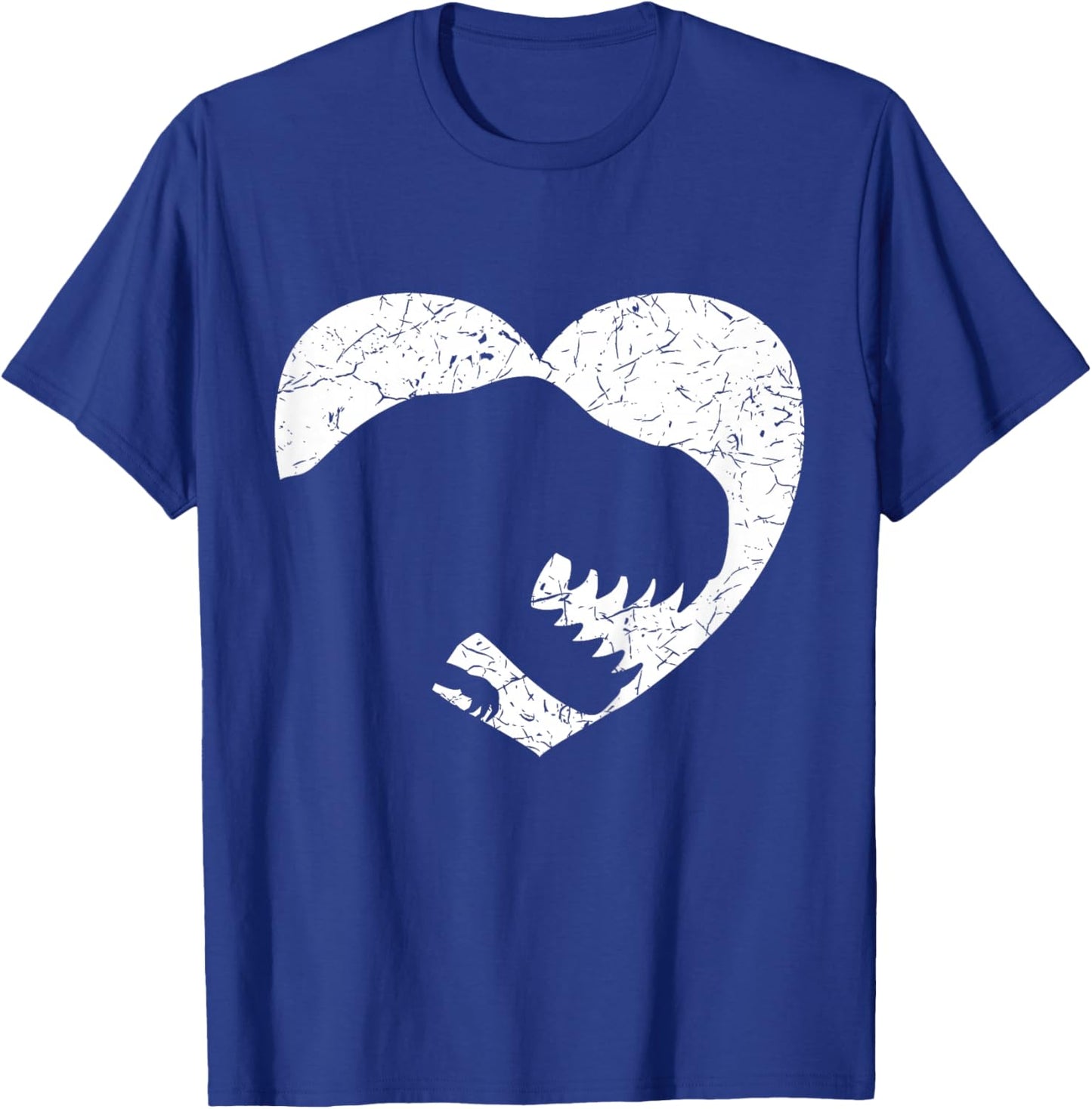 Kids Valentines Day T-Rex Dinosaur Heart Silhouette Boys Toddler T-Shirt - T-Shirt | Royal