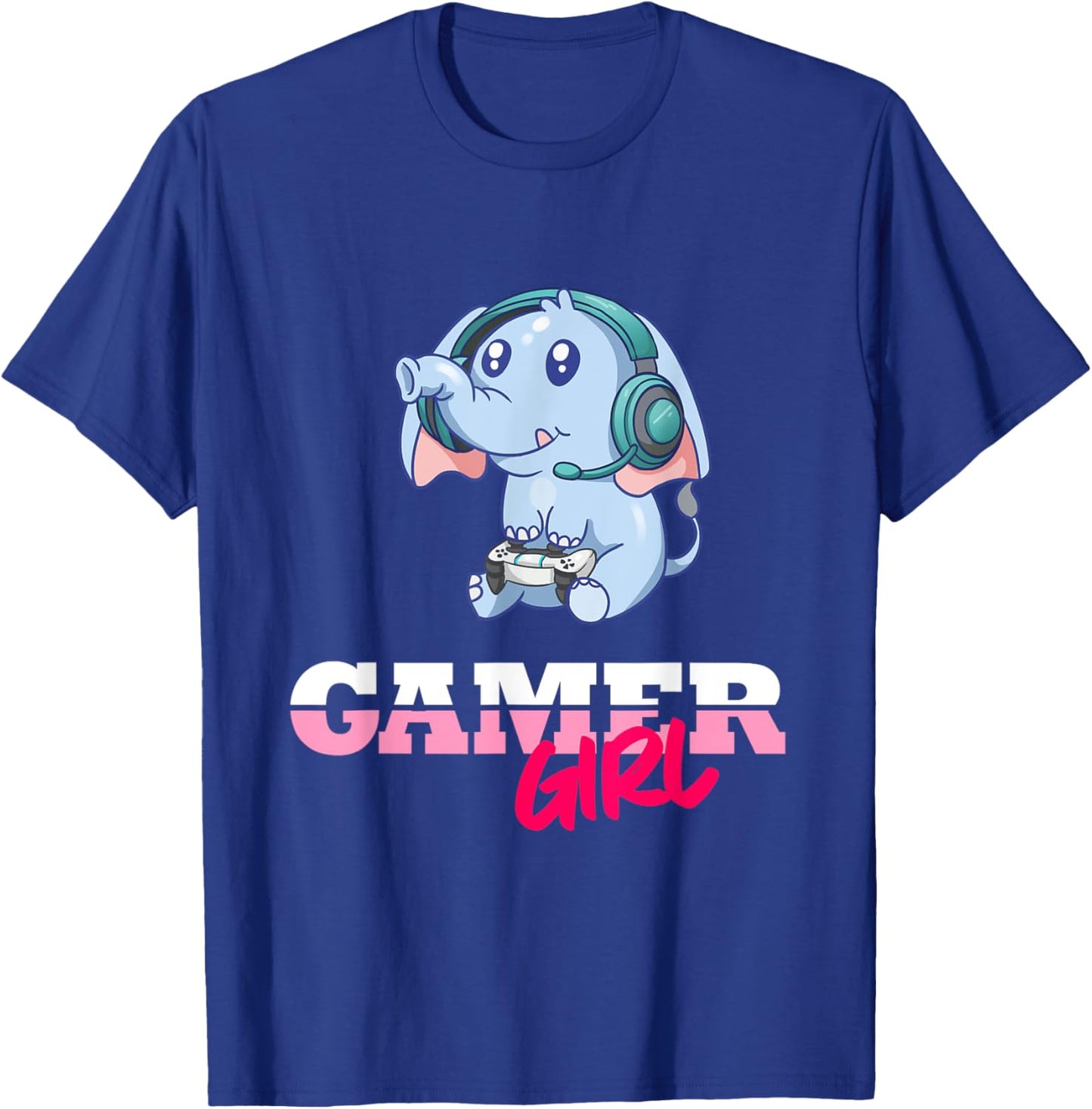 Elephant Gamer Girl Gaming T-Shirt - T-Shirt | Royal