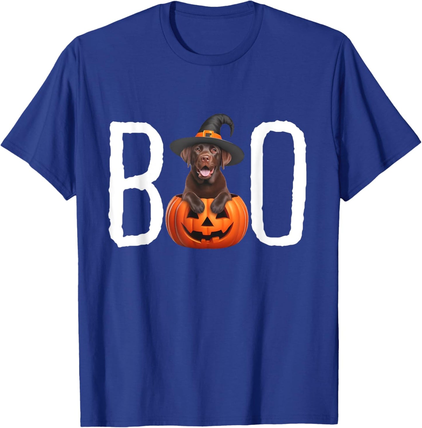 Chocolate Lab Puppy Pumpkin BOO Witch Hat Dog Halloween Dog Women T-Shirt - T-Shirt | Royal