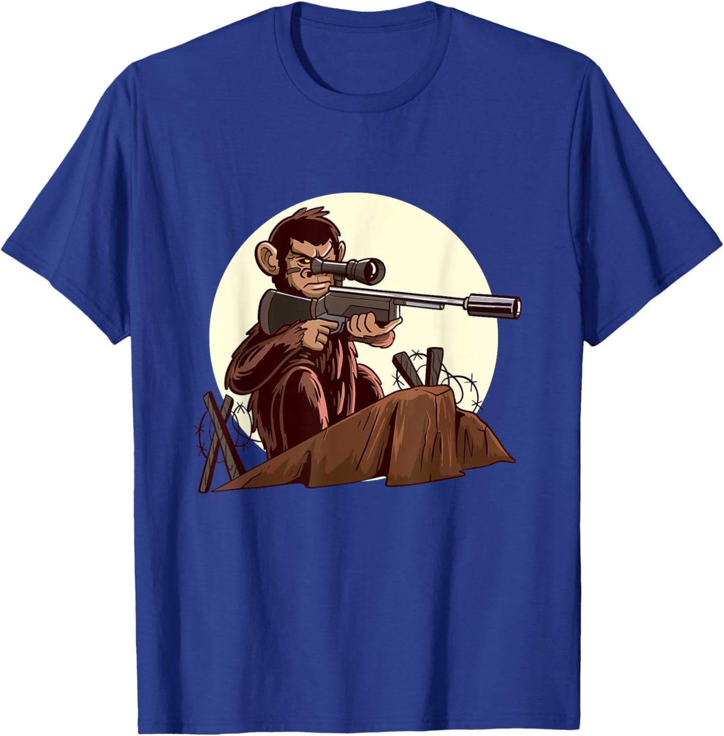 Ape Monkey Gorilla Rifle Shooting Pro Gun T-Shirt - T-Shirt | Royal