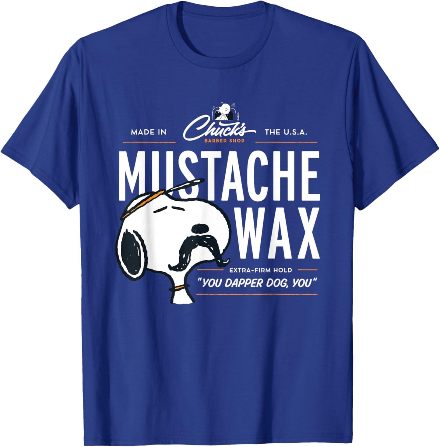 Peanuts Snoopy Mustache Wax T-Shirt - T-Shirt | Royal