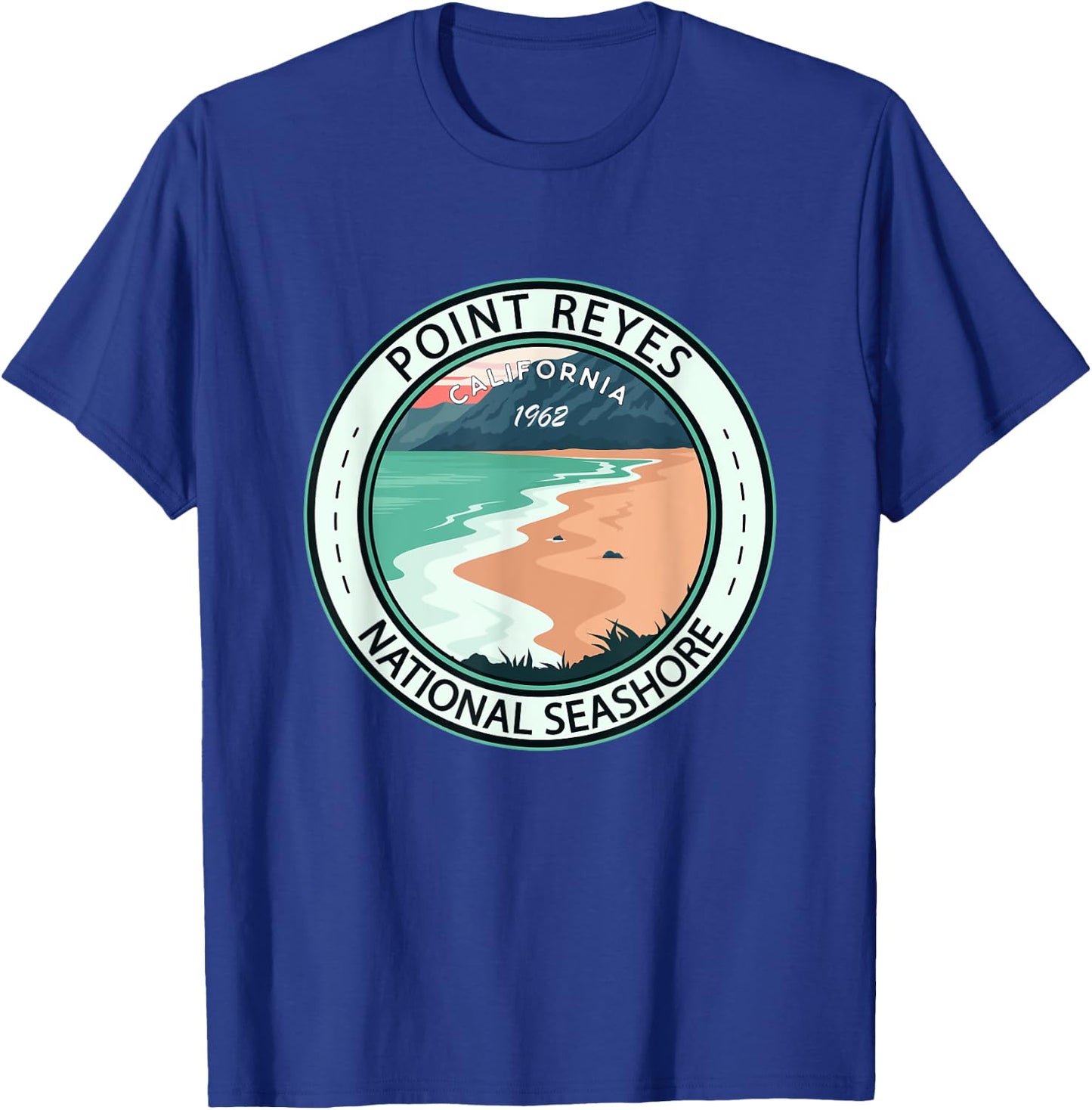 Point Reyes National Seashore California Badge Vintage T-Shirt - T-Shirt | Royal