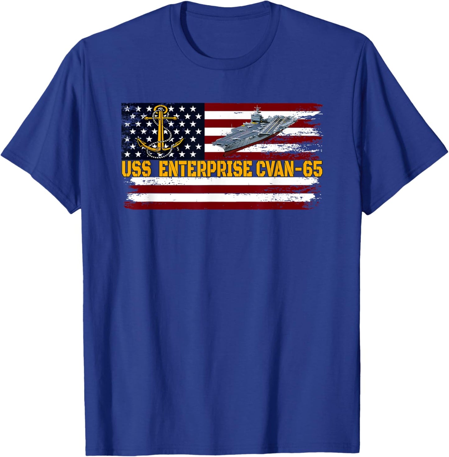 Aircraft Carrier USS Enterprise CVAN-65 Veterans Day Fathers T-Shirt - T-Shirt | Royal