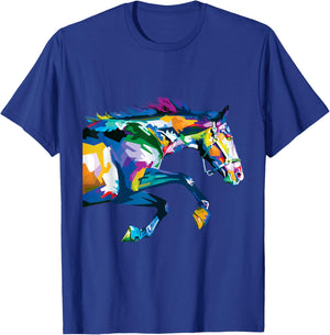 Colourful Horse Cute Geometric Horses Pop Art Style Gift T-Shirt - T-Shirt | Royal