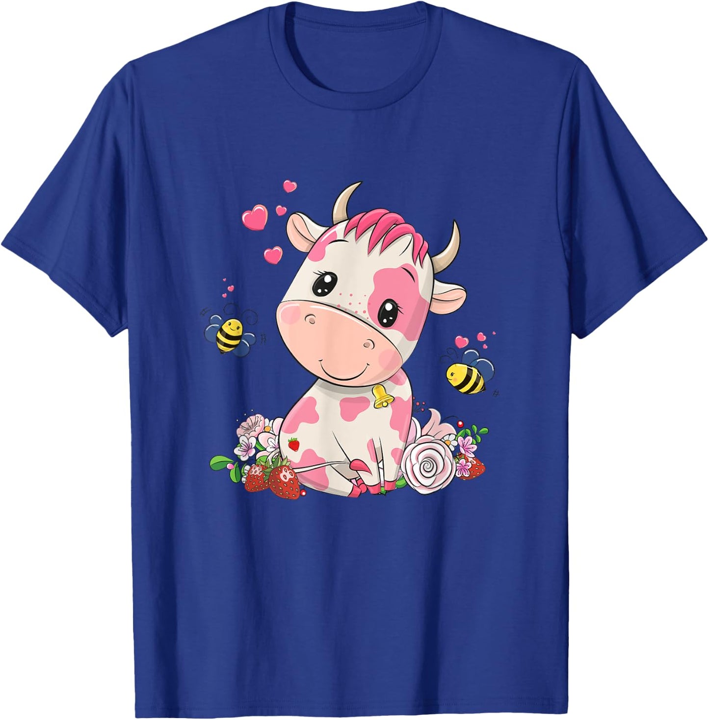 Strawberry Cow, Cute Cow, Pink Cow Pet Variant T-Shirt - T-Shirt | Royal