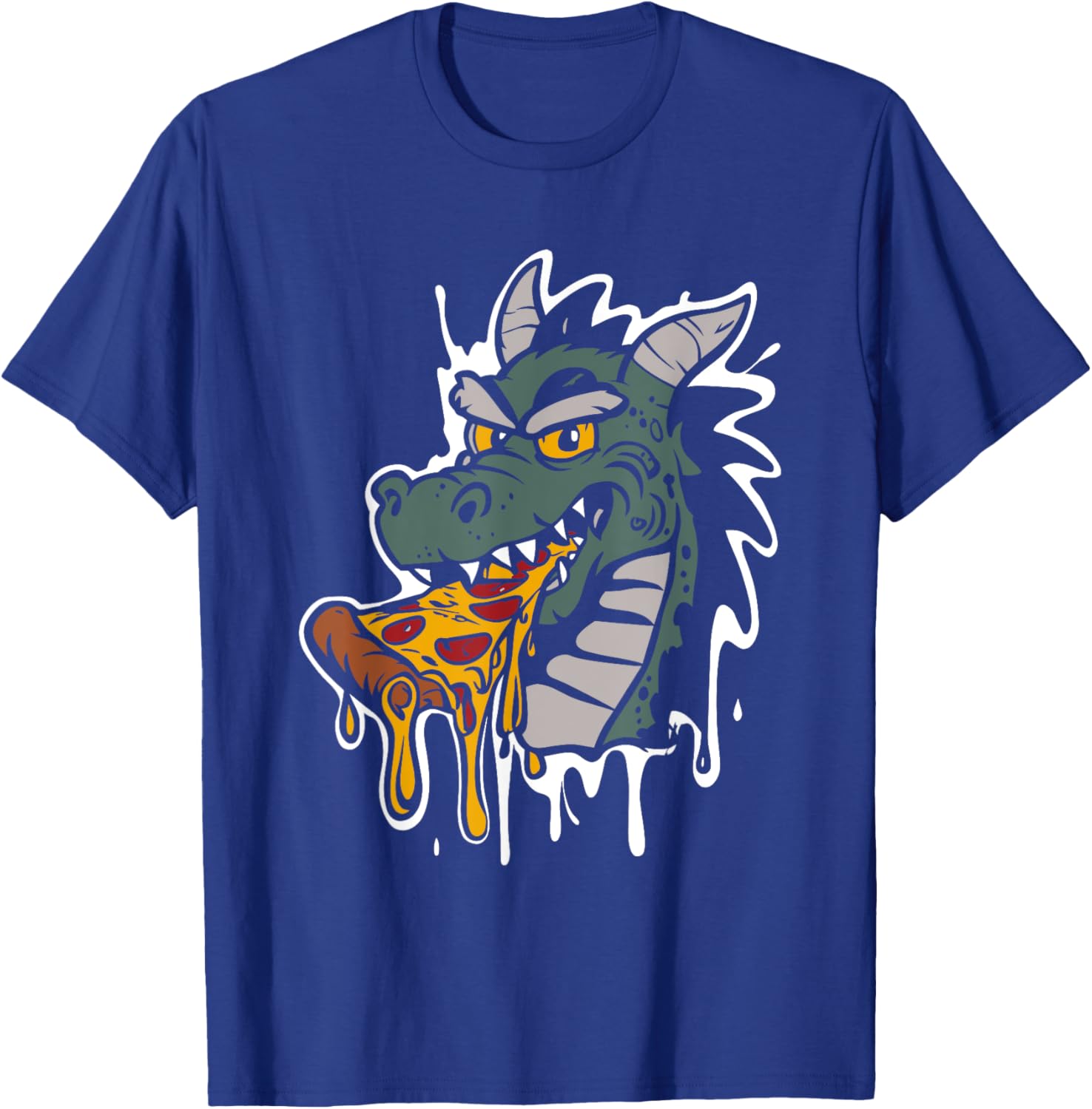 Dragon Eating Pizza - Vintage Dragon Pizza Slice Lover T-Shirt - T-Shirt | Royal