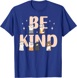Be Kind ASL Sign Language Cat Paws Inspirational Kindness T-Shirt - T-Shirt | Royal