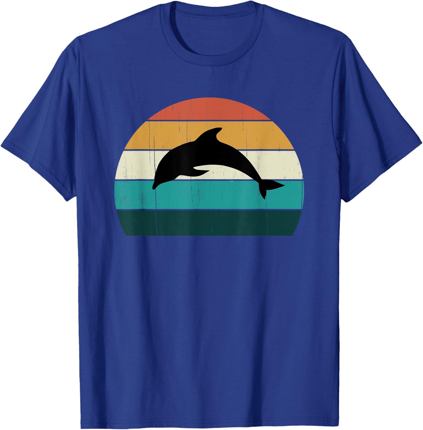 Retro Dolphin - Cool Sunset Aquatic Mammals Lovers Sea Gift T-Shirt - T-Shirt | Royal