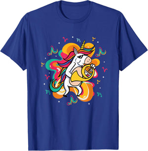 Unicorn Playing French Horn T-Shirt - T-Shirt | Royal