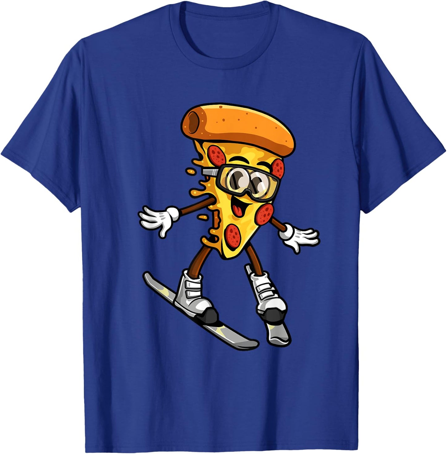 Funny Pizza Ski Cheesy Pie Foodie Skiing Instructor Outfit T-Shirt - T-Shirt | Royal
