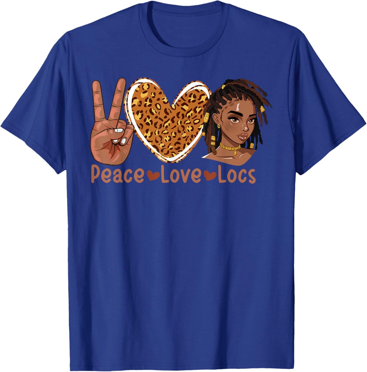 Peace Love Locs Black Women Melanin Dreadlocks Afro Hair T-Shirt - T-Shirt | Royal