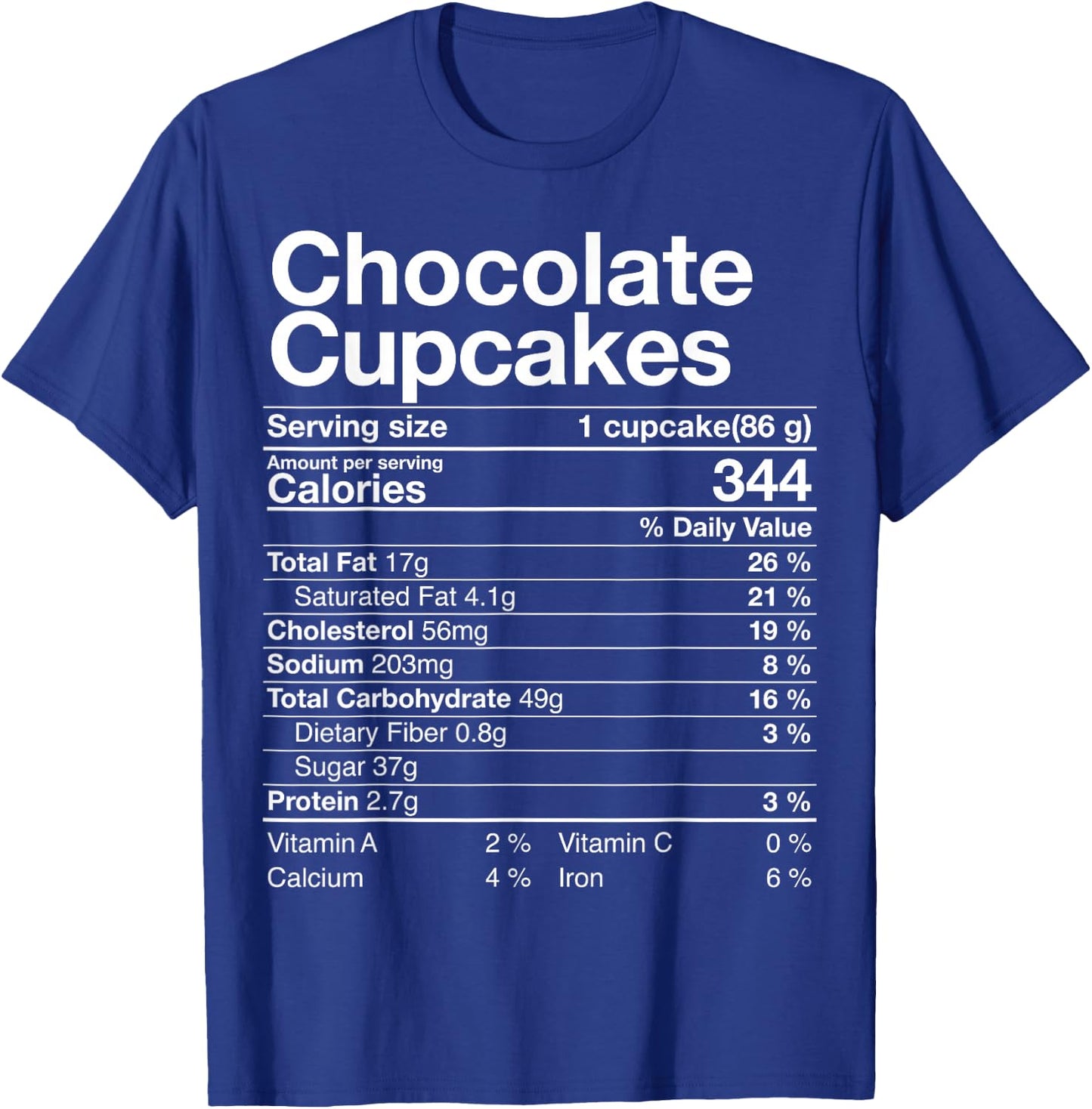 Chocolate Cupcakes Nutrition Fact Thanksgiving Dinner Gift T-Shirt - T-Shirt | Royal