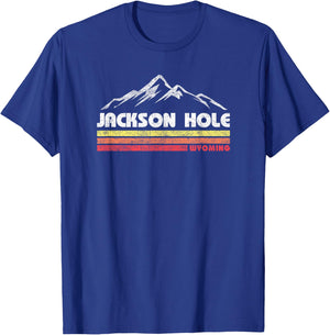 Vintage Jackson Hole Wyoming Mountain Retro T-Shirt - T-Shirt | Royal