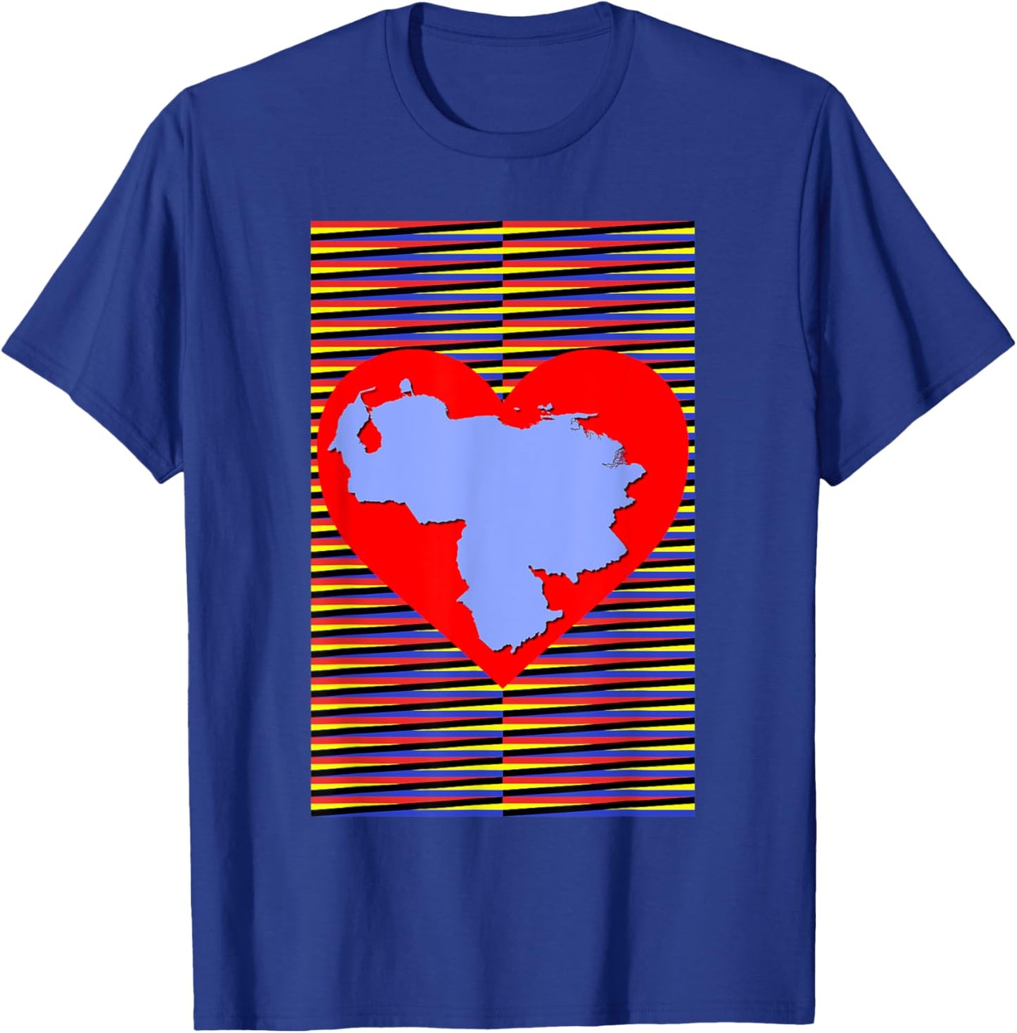 Venezuela map in heart, Venezuelan Chromatic Background Art T-Shirt - T-Shirt | Royal