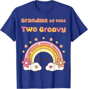 Grandma of Miss Two Groovy Boho Girl 2nd Birthday Outfit T-Shirt - T-Shirt | Royal