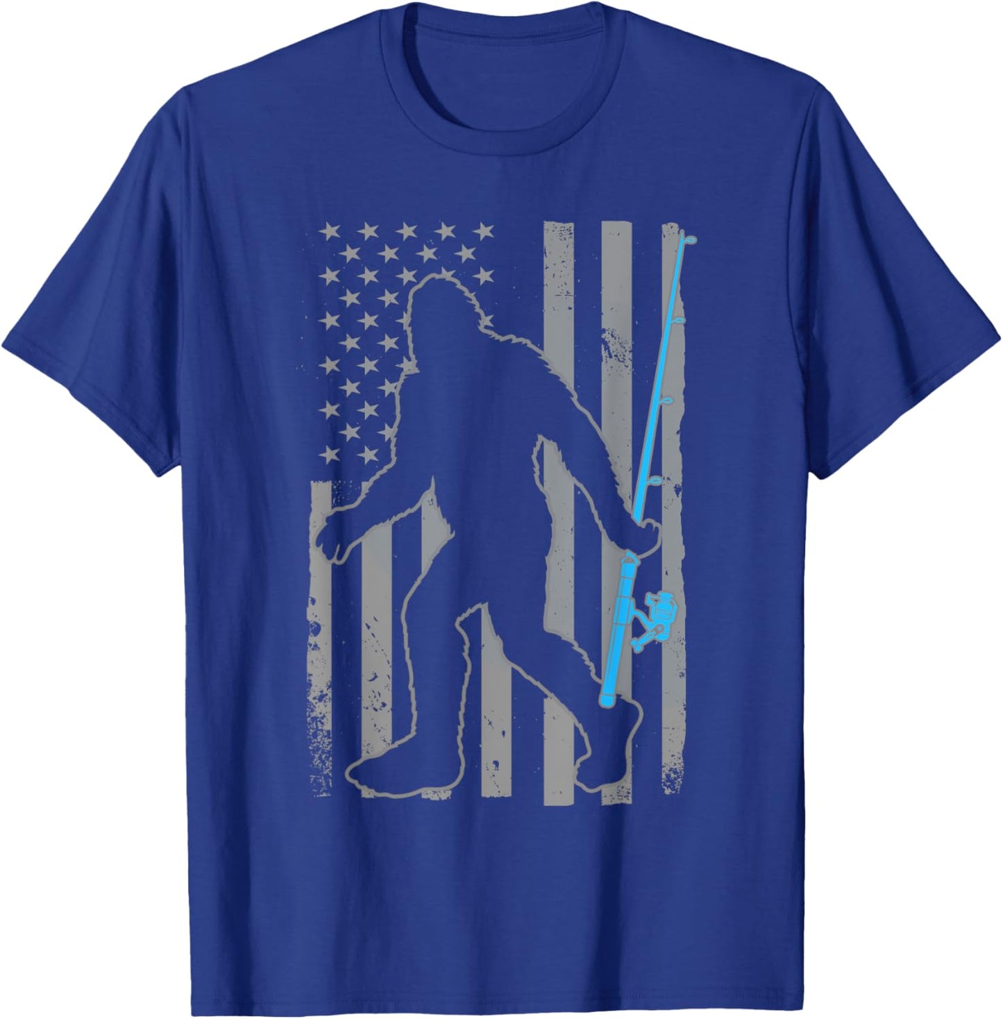 American Flag Fish Fisher Fisherman Funny Bass Fishing USA T-Shirt - T-Shirt | Royal