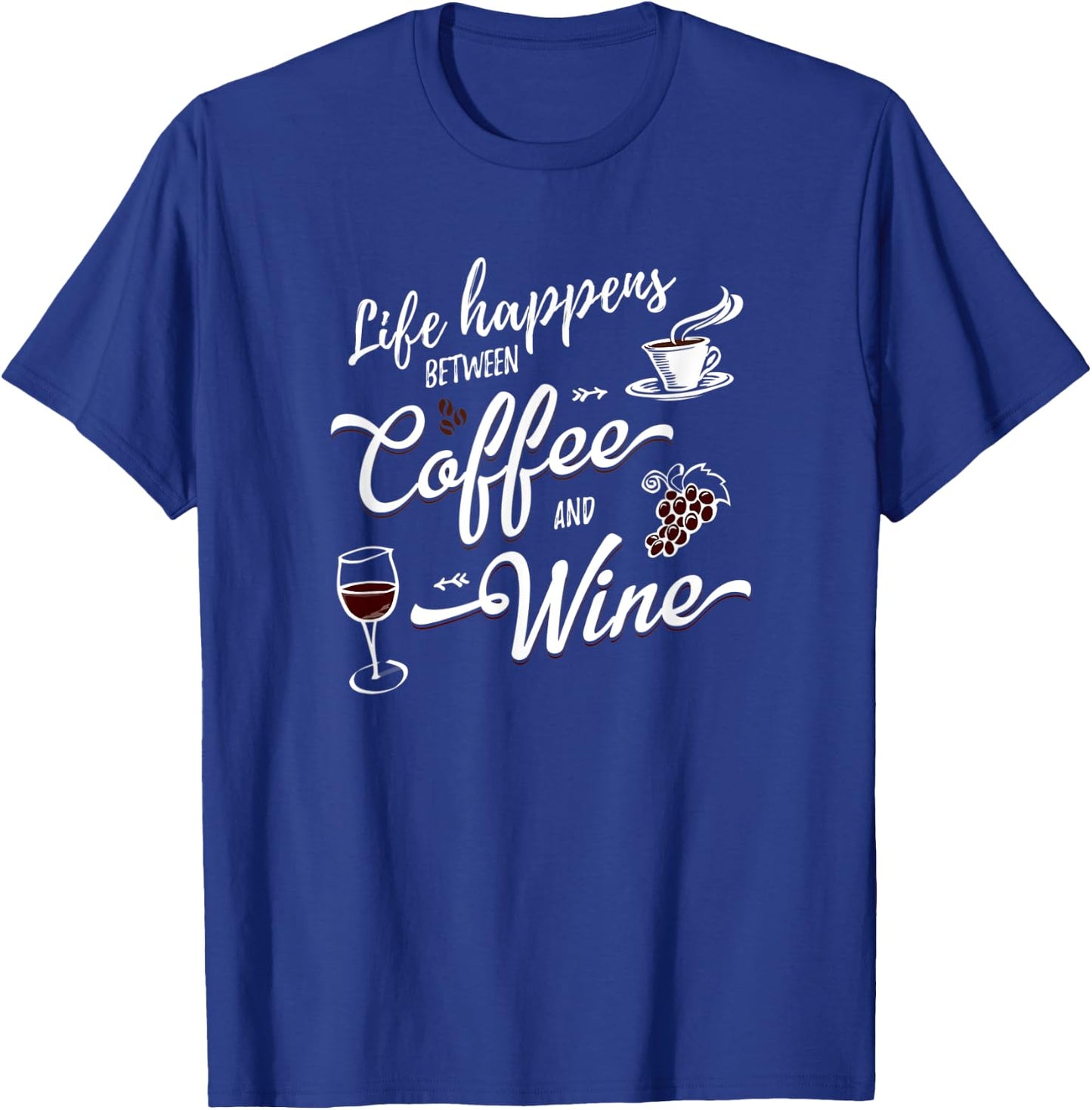 Funny Wine & Coffee Shirts With Saying Women Plus Men T-Shirt - T-Shirt | Royal