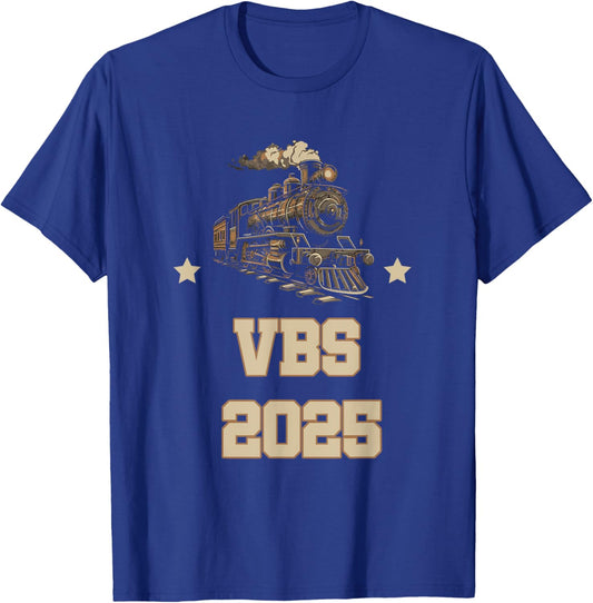 Trains at VBS 2025 Vacation Bible School Railroad VBS Team T-Shirt - T-Shirt | Royal