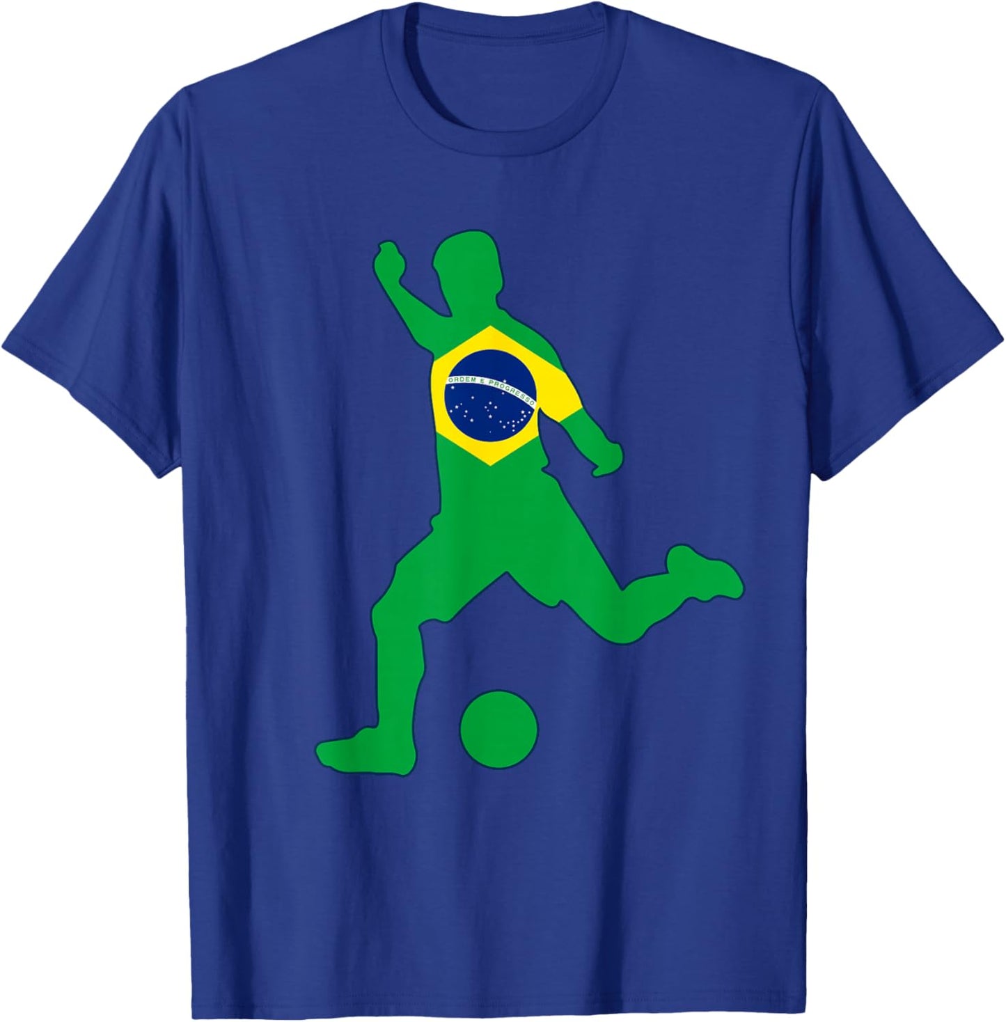 Brazil Flag Soccer Player Brasil Futbol Brazilian Football T-Shirt - T-Shirt | Royal