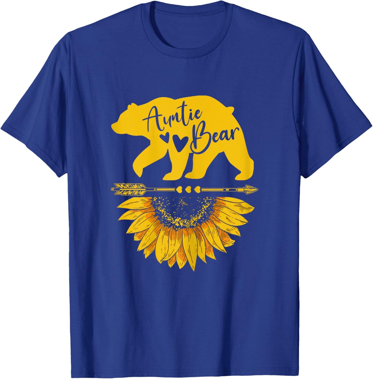 Auntie Bear Sunflower Funny Mothers Day For Mom Aunt Grandma T-Shirt - T-Shirt | Royal