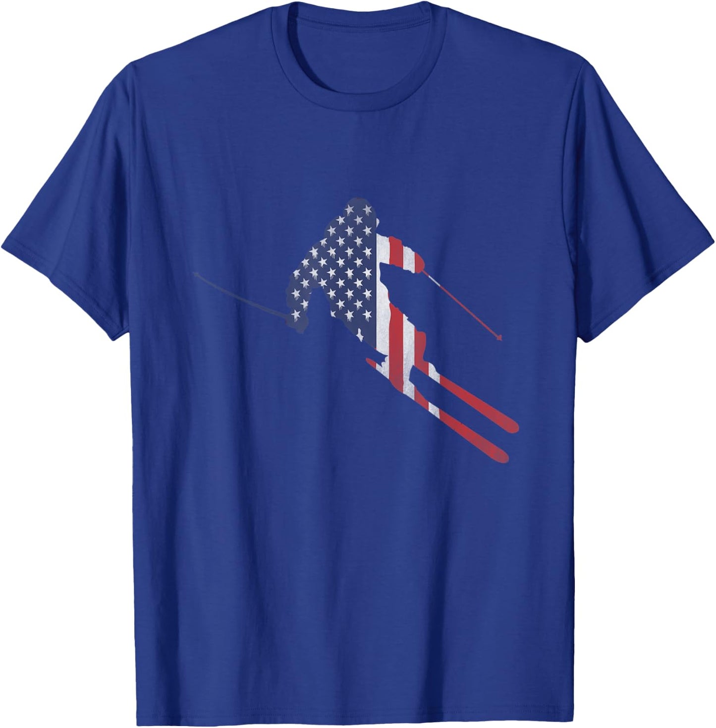American Flag Skiing Outfit for US Skiers & Ski Run Winter Kids Men T-Shirt - T-Shirt | Royal