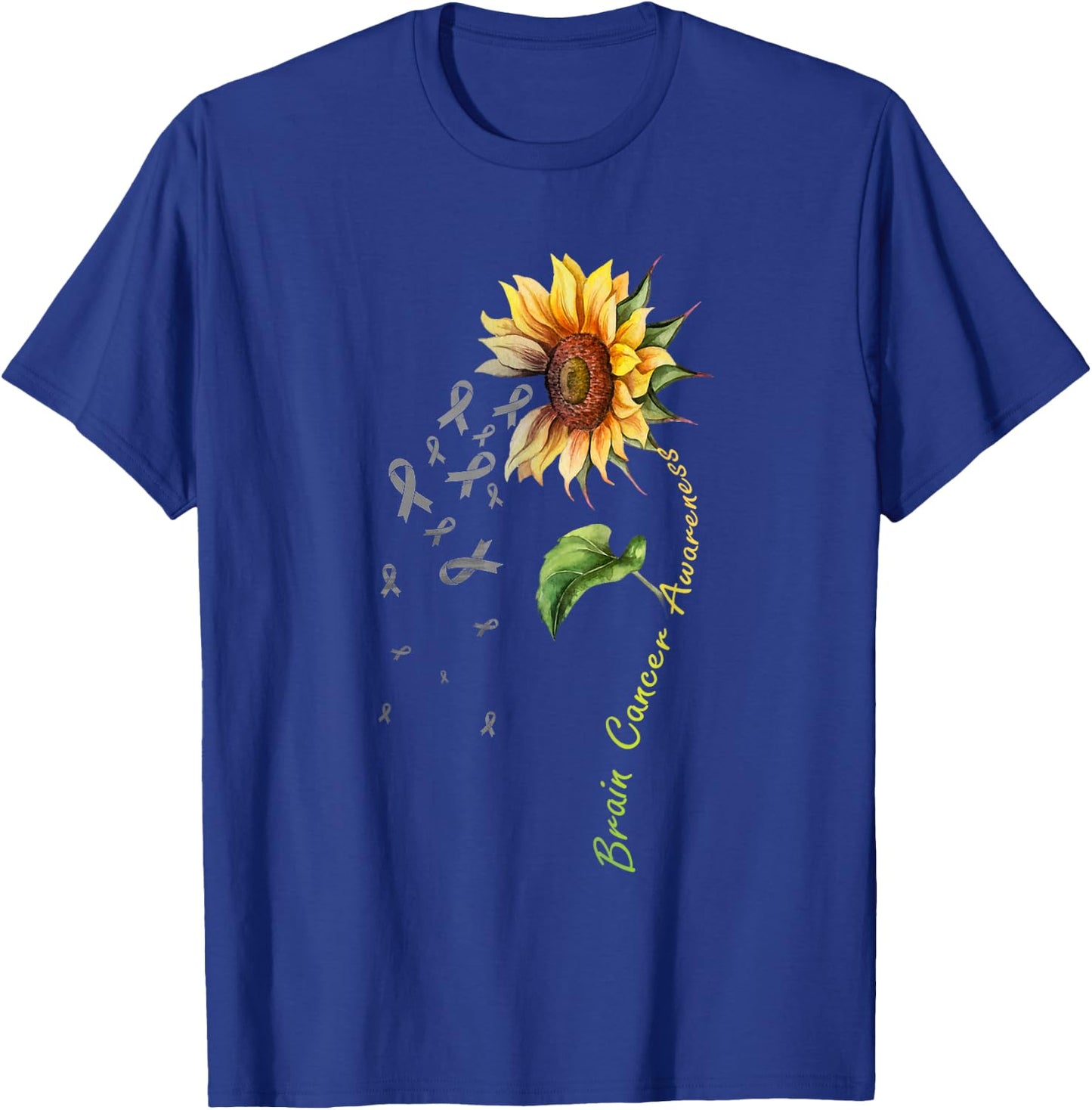 Brain Cancer Awareness Sunflower Shirt T-Shirt - T-Shirt | Royal