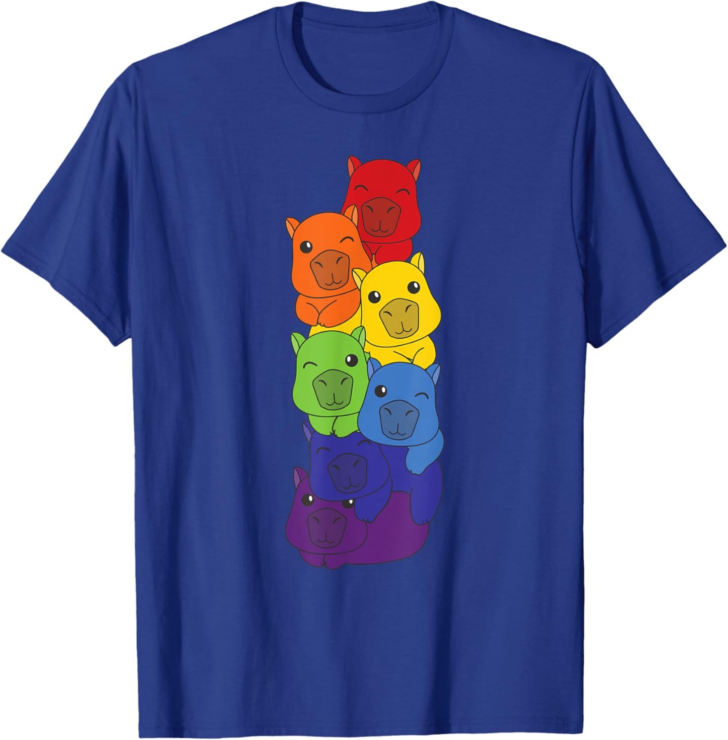 Rainbow Capybaras Cute Animals Colorful Capybara T-Shirt - T-Shirt | Royal