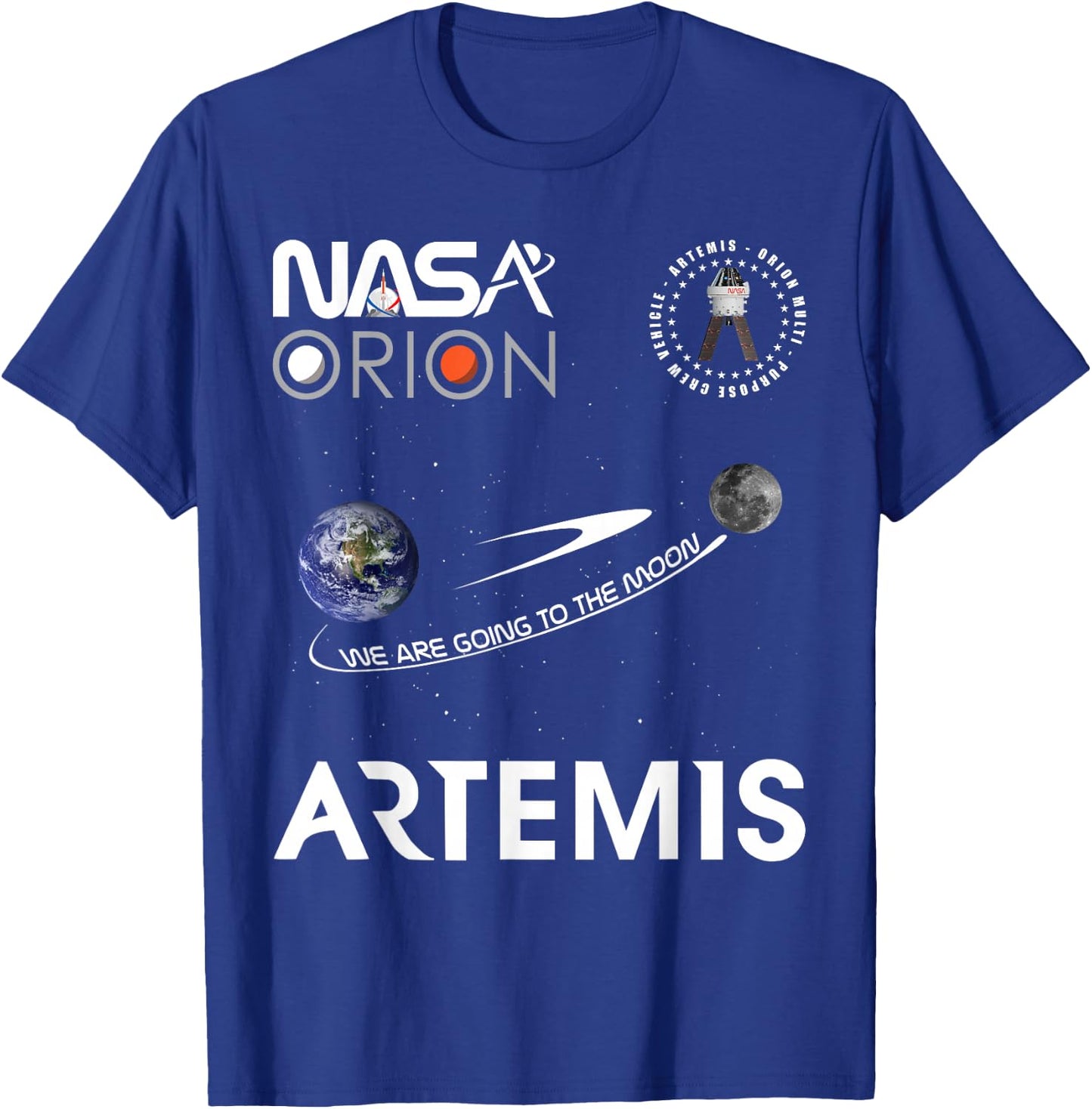 NASA Artemis Mission Orion Spacecraft Worm Logo T-Shirt - T-Shirt | Royal
