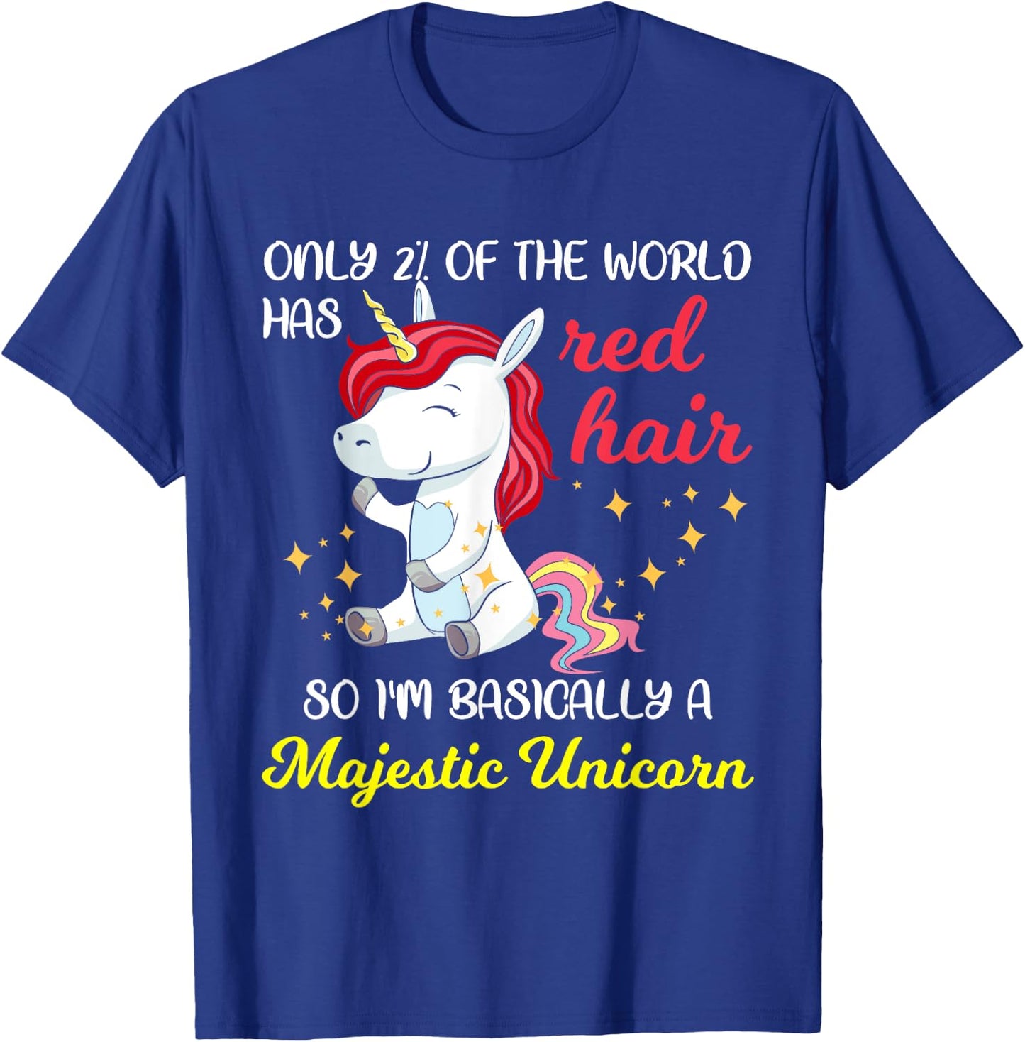 Red Hair Majestic Unicorn Funny Ginger Head Pride T-Shirt - T-Shirt | Royal
