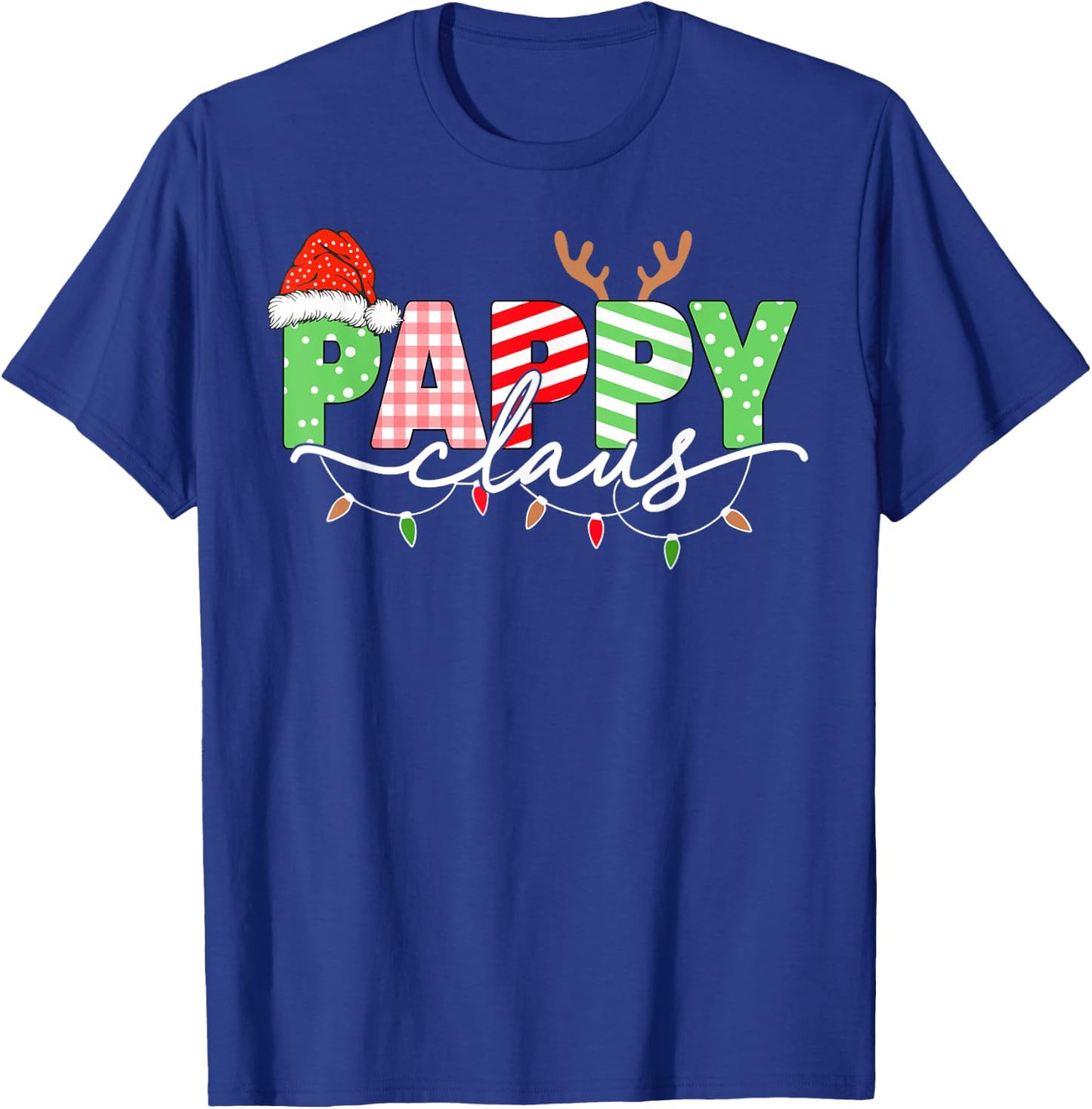 Pappy Claus Christmas Lights Santa Hat Family Matching T-Shirt - T-Shirt | Royal
