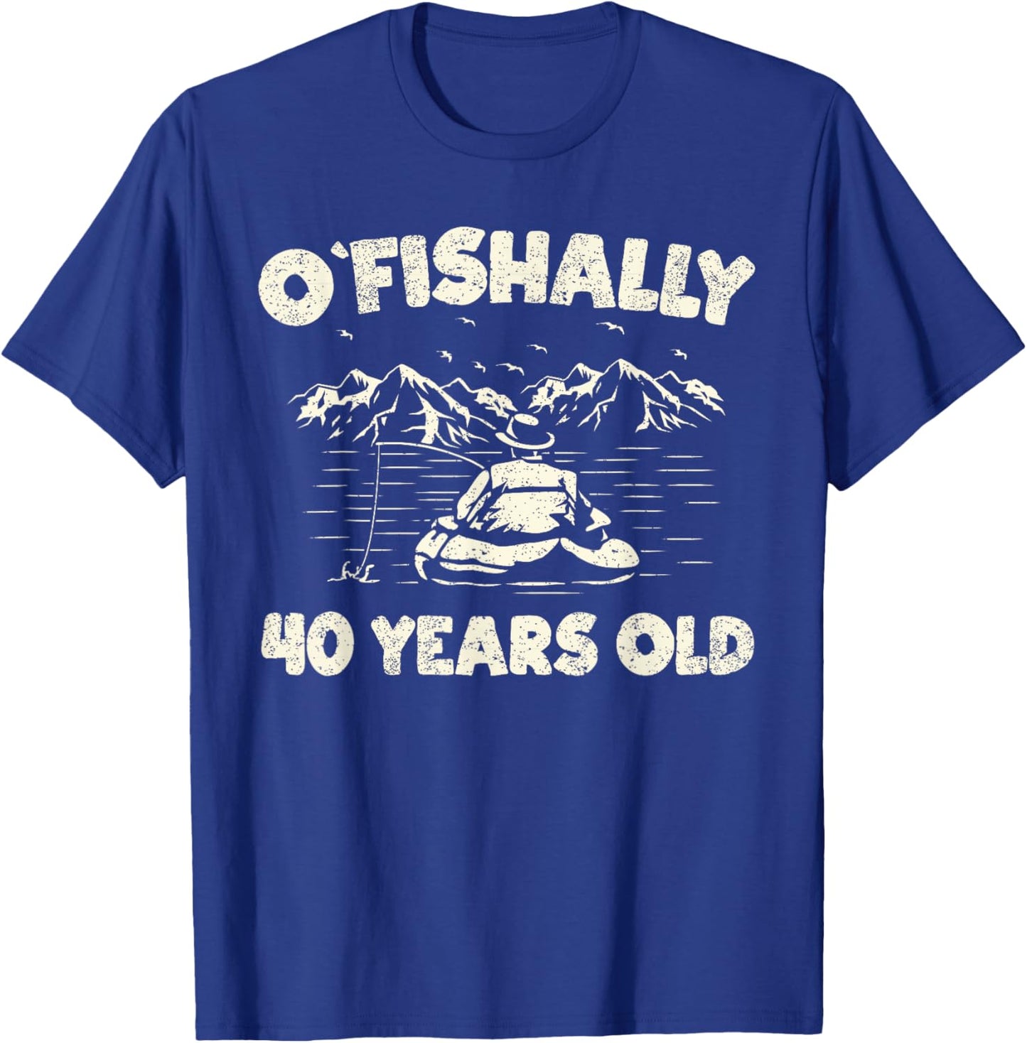 Ofishally 40 Years Old Fisherman 40th Birthday Fishing T-Shirt - T-Shirt | Royal