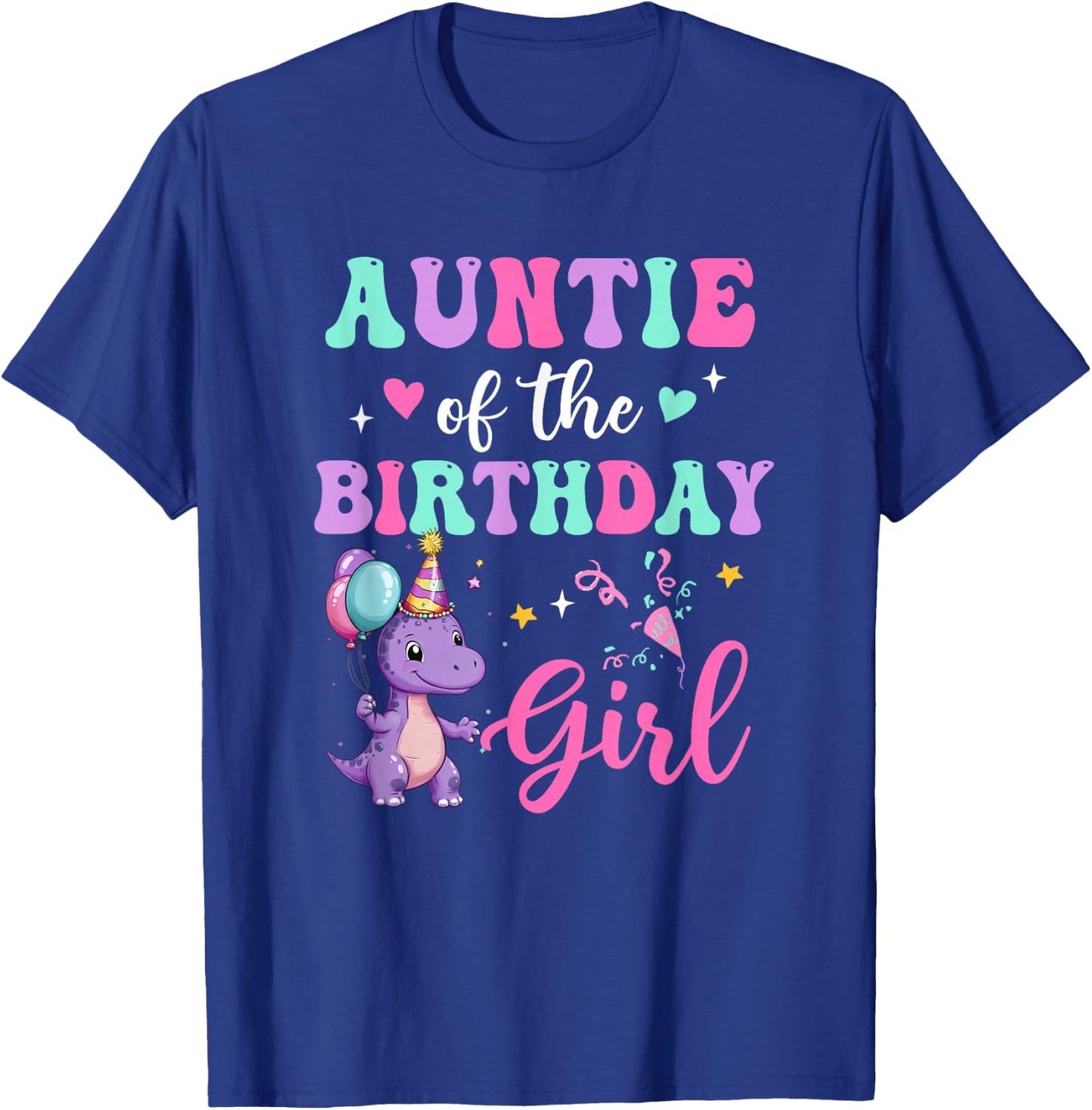 Auntie Of The Birthday For Girl Dinosaur T-Rex Party Family T-Shirt - T-Shirt | Royal