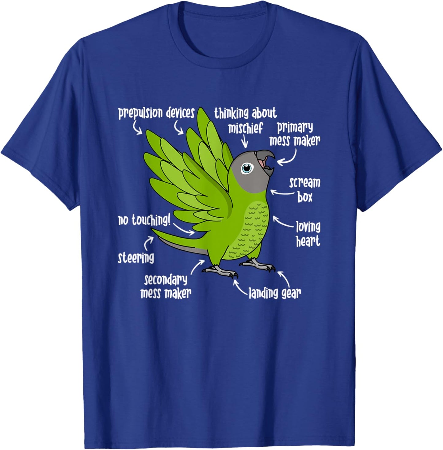 Parrot Anatomy I Dusky-headed Conure T-Shirt - T-Shirt | Royal