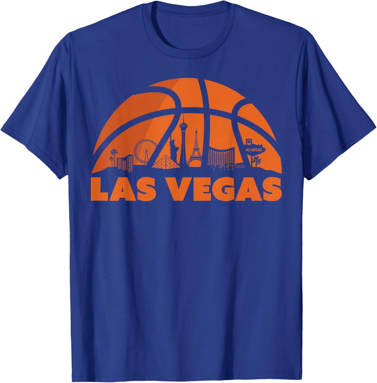Las Vegas City Skyline Nevada Basketball Fan Jersey T-Shirt - T-Shirt | Royal