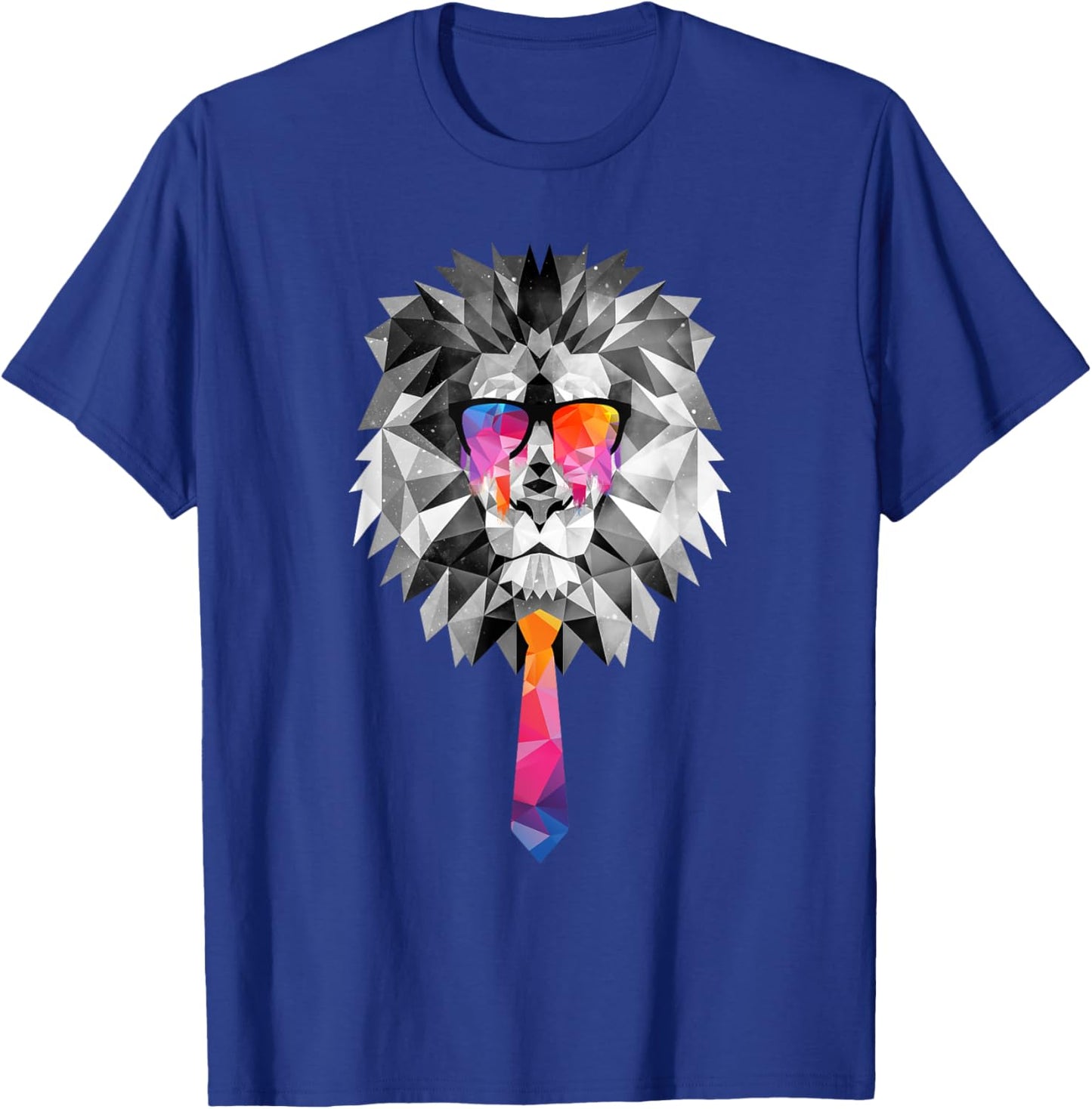 Lion Head with Sunglasses Geometric Low Poly T-Shirt - T-Shirt | Royal