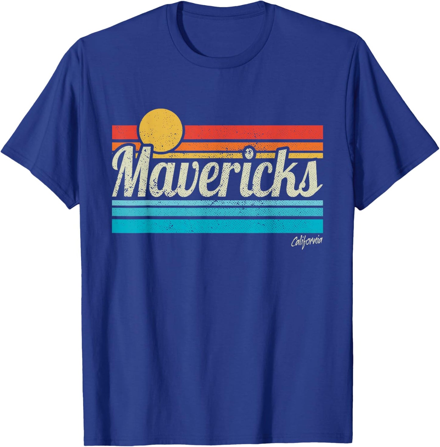 Mavericks California Retro Sunset Surf Trip I Love Surfing T-Shirt - T-Shirt | Royal
