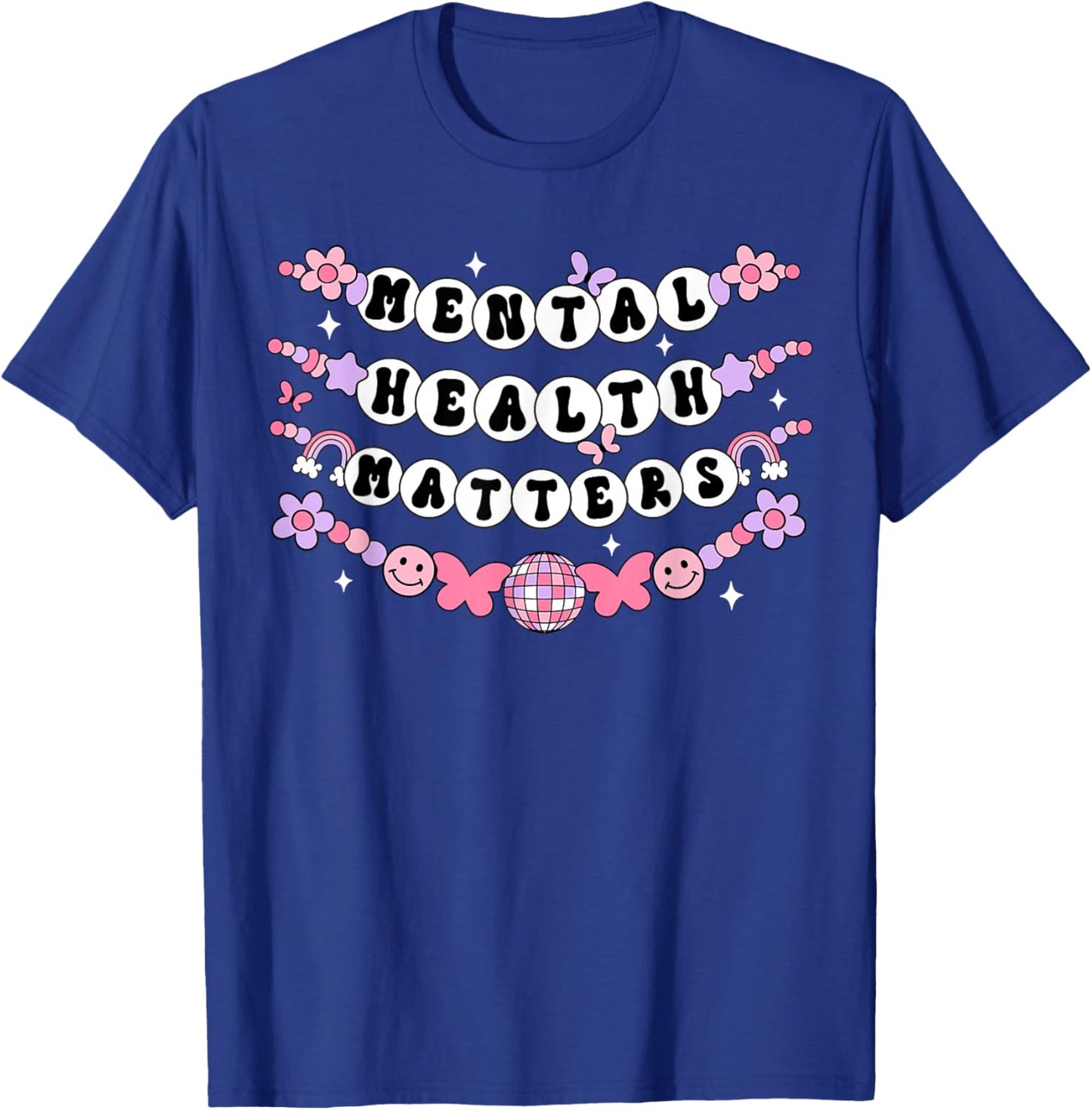 Mental Health Matters Groovy Friendship Bracelet Self Love T-Shirt - T-Shirt | Royal