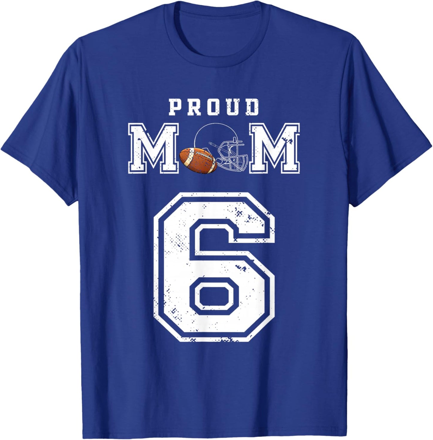 Custom Proud Football Mom Number 6 Personalized T-Shirt - T-Shirt | Royal