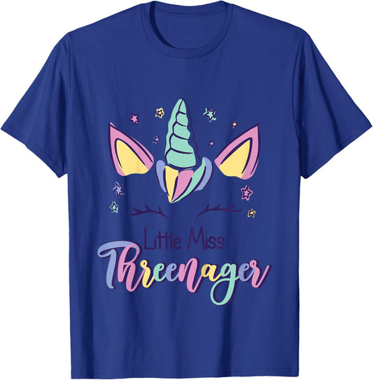 Little Miss Threenager Birthday 3 Years T-Shirt - T-Shirt | Royal