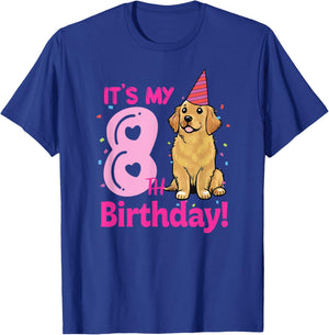 It's My 8th Birthday Golden Retriever Dog Lovers 8 Years Old T-Shirt - T-Shirt | Royal