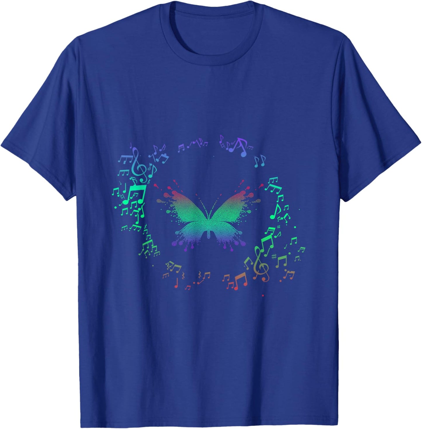 Music Notes Butterfly T-Shirt - T-Shirt | Royal