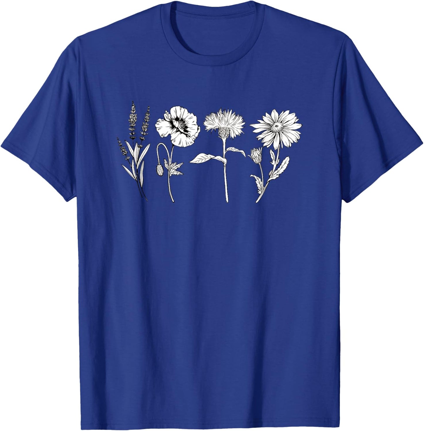 Women's Botanical Wildflower Flower T-Shirt - T-Shirt | Royal