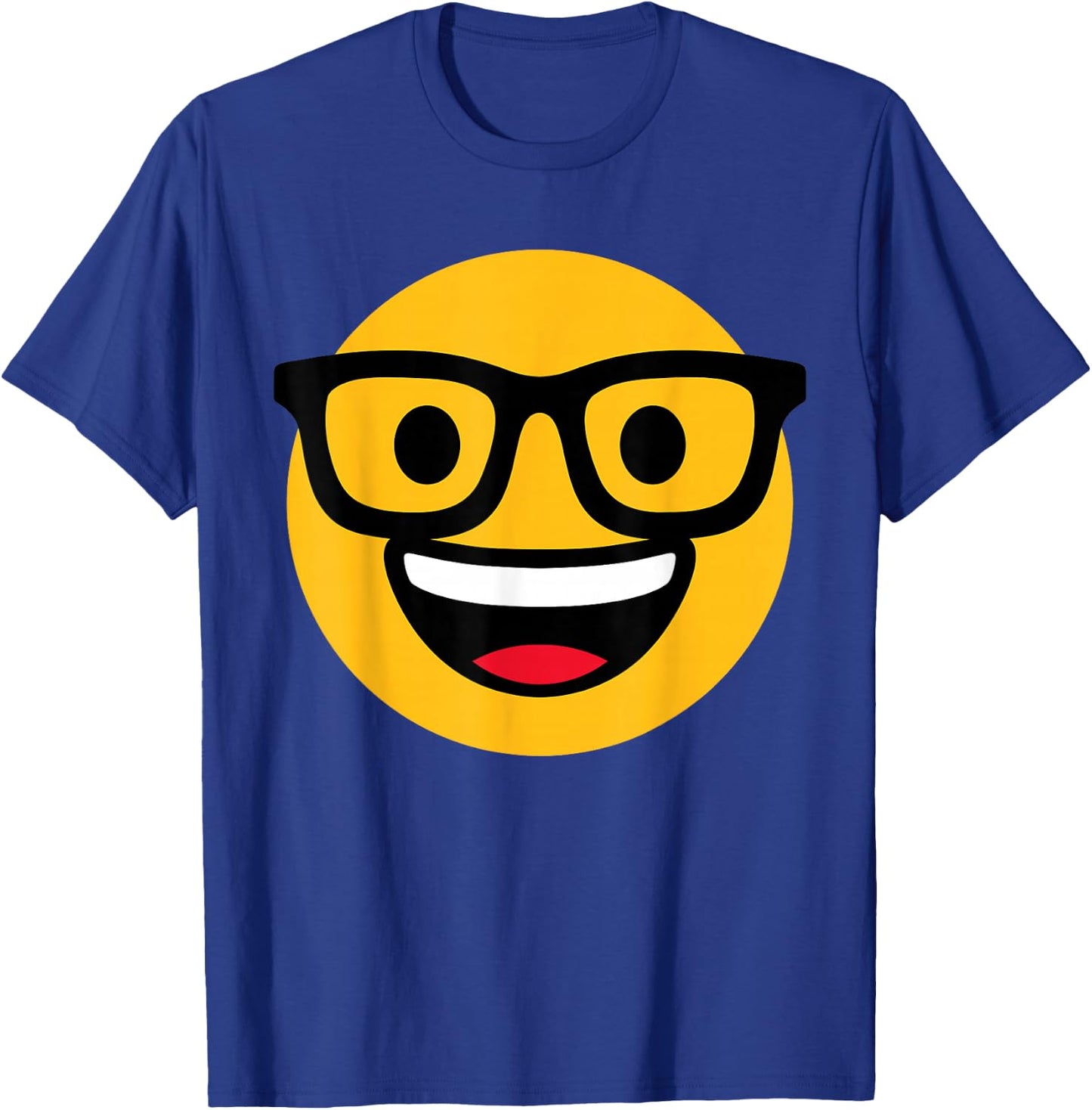 Funny Emoticon Nerd Buckteeth Nerdy Face with Glasses T-Shirt - T-Shirt | Royal