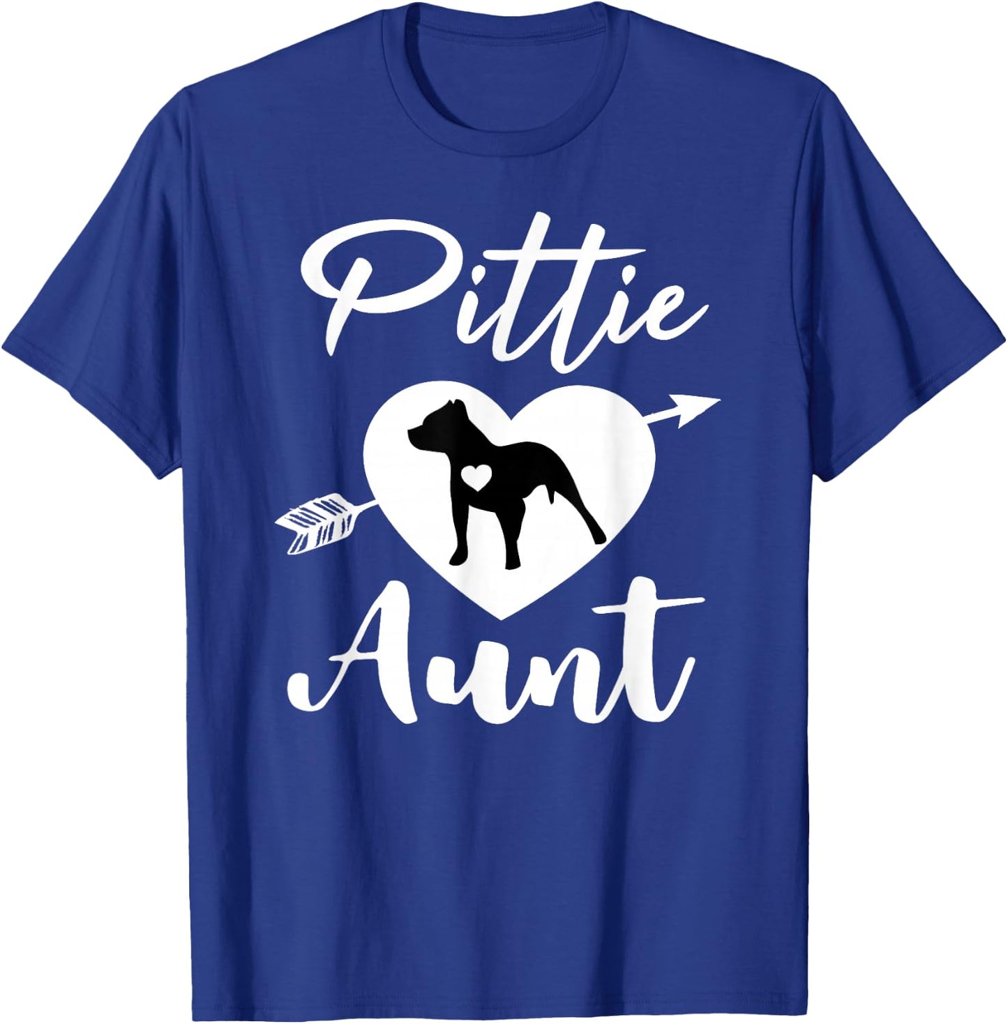 Pittie Aunt Cute Pitbull Auntie Heart Love Pit Bull Lover T-Shirt - T-Shirt | Royal