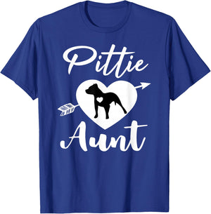Pittie Aunt Cute Pitbull Auntie Heart Love Pit Bull Lover T-Shirt - T-Shirt | Royal